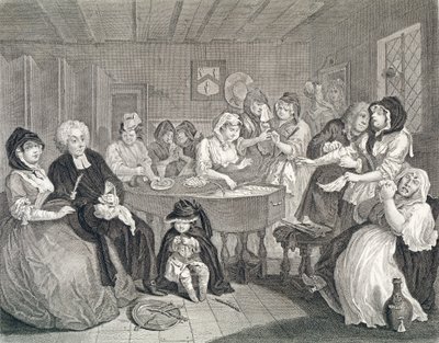 ハーロットの進歩、プレート6：葬儀、エッチング、彫刻） 作： William Hogarth