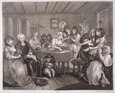 1820-22年にロンドンで出版された「ウィリアムホガースのオリジナル作品と本物の作品」のハーロットプログレス、プレートVI 作： William Hogarth