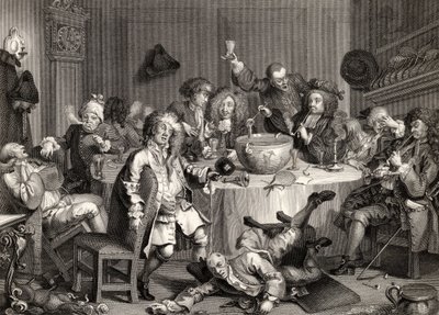 『ウィリアム・ホガースの作品』からの真夜中の現代の会話、1833年発行 作： William Hogarth