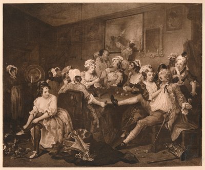 A Rakes Progress-3：The Orgy、1733。 作： William Hogarth