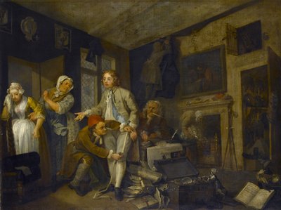 レーキの進歩I：レーキが所有地を所有している、1733 作： William Hogarth
