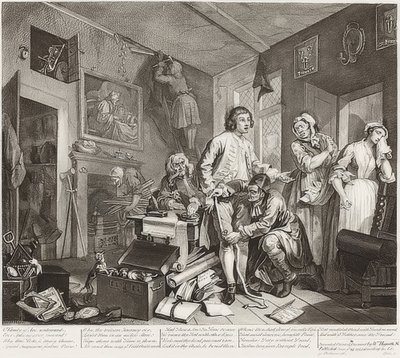 レーキ？S進捗状況、プレート1：レーキが所有地を所有シート1：レガシー。 1735 作： William Hogarth
