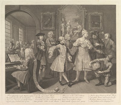 レーキ進行、プレート2、1735年6月25日。 作： William Hogarth
