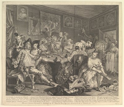 レーキ進行、プレート3、1735年6月25日。 作： William Hogarth