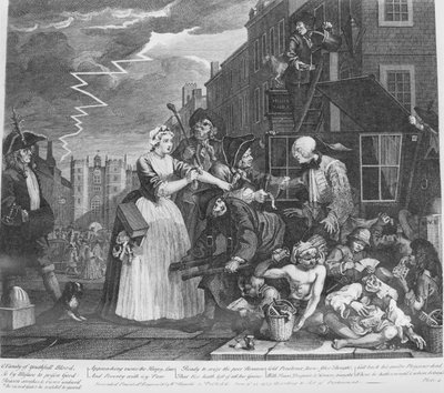 放蕩一代、プレート4、借金で逮捕 作： William Hogarth