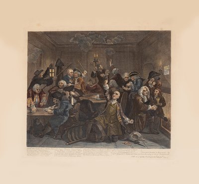 レーキの進歩、プレート 6: ゲーム ハウスのシーン、1735 年頃。 作： William Hogarth