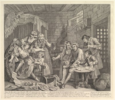 レーキ進行、プレート7、1735年6月25日。 作： William Hogarth