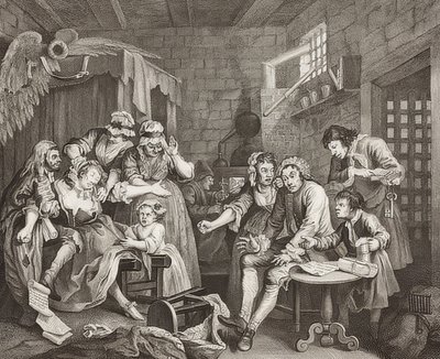 熊手？Sプログレス、プレート7：刑務所の熊手-シート7：刑務所のトムレイクウェル。 1735 作： William Hogarth