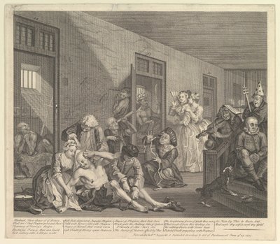 レーキ進行、プレート8、1735年6月25日。 作： William Hogarth