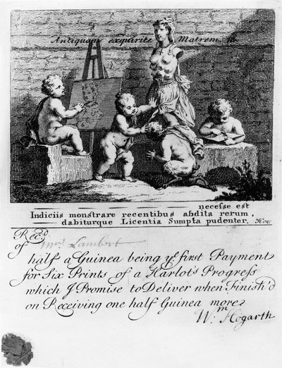 「A Harlot&39;s Progress」のサブスクリプションチケット、1731 作： William Hogarth