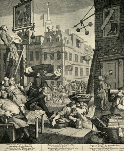 ビールストリート、1751年、1925年。 作： William Hogarth