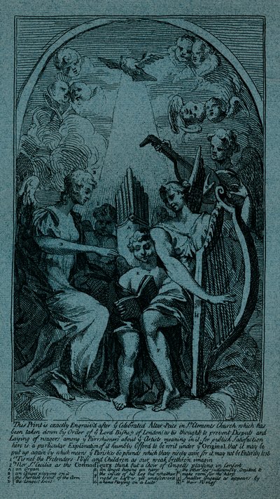 セントクレメントデーンズ、c1725のケント祭壇画のバーレスク 作： William Hogarth
