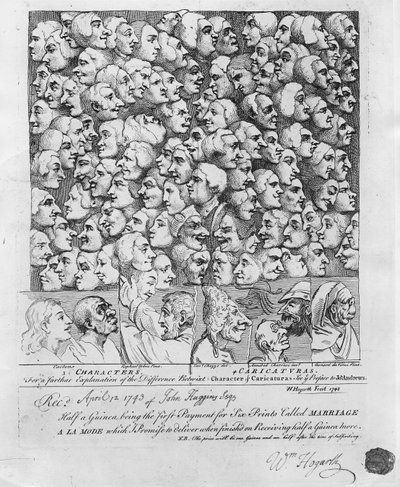 キャラクターと似顔絵、1743年4月発行 作： William Hogarth