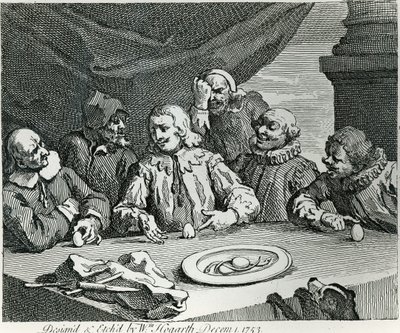コロンブス、卵を割る、1753 作： William Hogarth