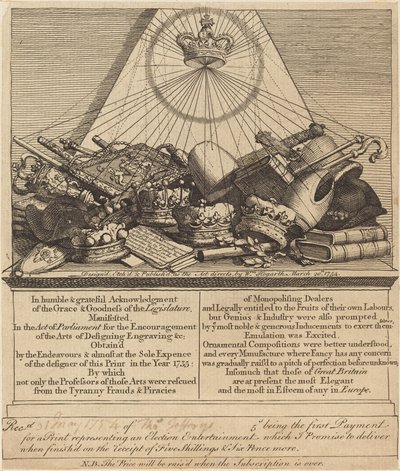 クラウン、マイトル、メイスなど 作： William Hogarth