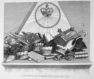クラウン、マイター、メイス、＆c、＆c、1754 作： William Hogarth