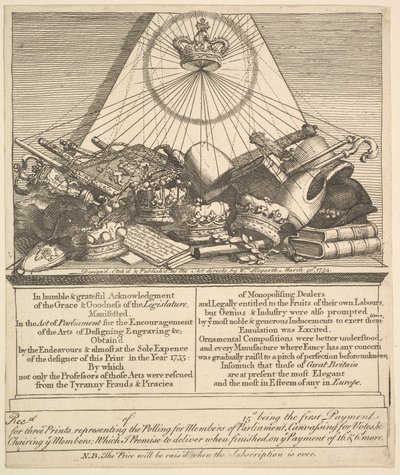 クラウン、マイター、メイスなど、1755年。 作： William Hogarth