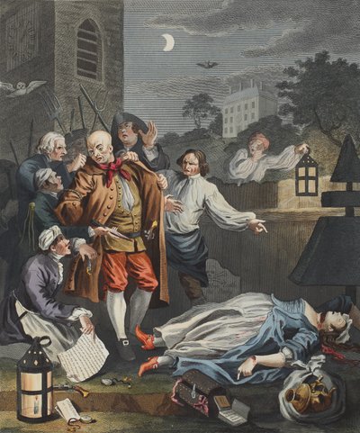 完璧な残虐行為、「残虐行為の 4 つの段階」から、「Hogarth Restored: The Whole Works of the Celebrity William Hogarth, re-engraved by Thomas Cook」のイラスト、パブ。 1812年（手彩色彫刻） 作： William Hogarth