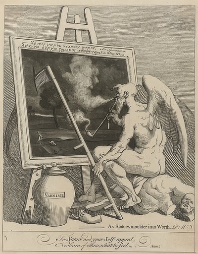 神が絵を吸う時（Time Smoking a Picture）。 1761 作： William Hogarth