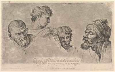 1781年5月14日、ハンプトンコートでのラファエロ漫画の4つの頭。 作： William Hogarth