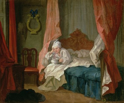 フランシスマシューシュッツのベッドで、1755年頃 作： William Hogarth