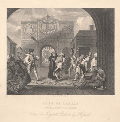 ウィリアム・ラドクリフ（1783-1855）によって刻まれたカレーの門 作： William Hogarth