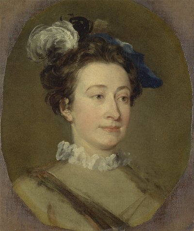 羽毛のある帽子をかぶった少女、1740年頃（帆布に油彩） 作： William Hogarth