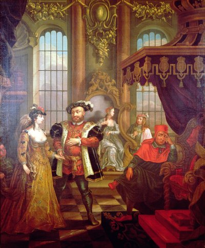 法廷でアン・ブーリンを紹介するヘンリー8世（1491-1547）（67103も参照） 作： William Hogarth
