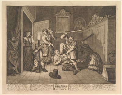 HudibrasはSamuel Butlers Hudibras、プレート9、1725-68のために12枚の大きなイラストを作成しました。 作： William Hogarth