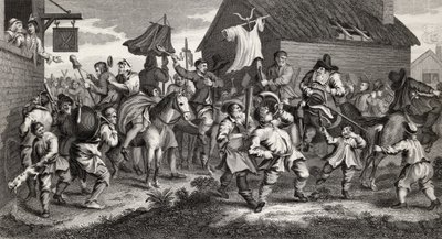 Hudibrasとの出会い、TE Nicholsonによって刻まれたスキミントン、「Hudibras」から、サミュエルバトラー（1612-80）、「The Works of Hogarth」から出版、1833年 作： William Hogarth