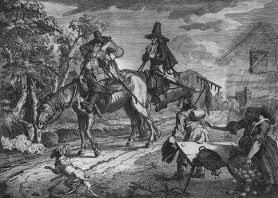 サウエルバトラー作の「Hudibras」からのHudibras Sallies Forth、プレートII、1726 作： William Hogarth