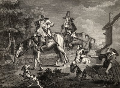 フディブラスサリーズフォース、サミュエルバトラー作「Hudibras」（1612-80年）、「ウィリアムホガースの作品集」からC.アームストロングによって彫刻 作： William Hogarth