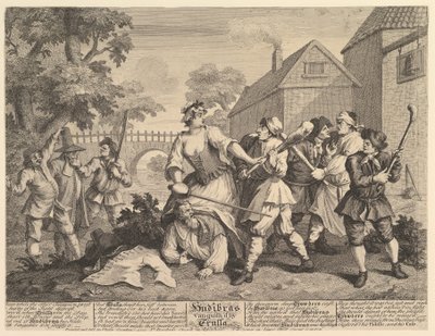 サウエルバトラーのためのトゥルーラ12枚の大きなイラストによって打ち負かされたフディブラス...、1725年2月26日。 作： William Hogarth