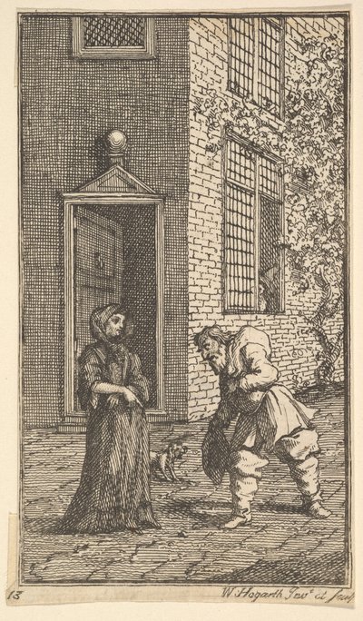 未亡人を口説くフディブラスサミュエルバトラーズのための17の小さなイラストHudibras ...、1721-26。 作： William Hogarth