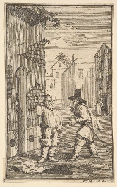 HudubrasとRalphoがSamuel Butlers Hudibr ...の17の小さなイラストに異議を唱えています...、1721-26。 作： William Hogarth