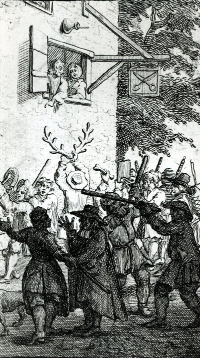 仕立て屋に対するHullabaloo 作： William Hogarth