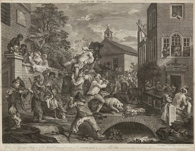 選挙のユーモア (4 個セット) (彫刻) 作： William Hogarth
