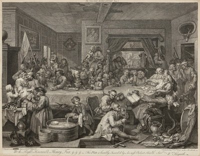選挙のユーモア (4 個セット) (彫刻) 作： William Hogarth