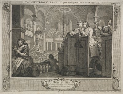 勤勉と怠惰: クリスチャンの本分を尽くす勤勉な見習い 作： William Hogarth