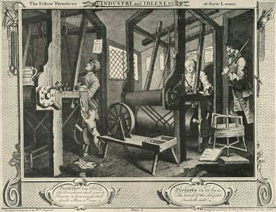 ウィーバーズワークショップのインテリア、1747年、1925年。 作： William Hogarth