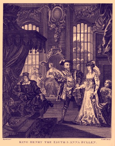 ウィリアム・ホガースによる「ヘンリー8世とアン・ブーリン 作： William Hogarth