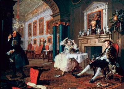 結婚アラモード：2.テテアテテ、1743 作： William Hogarth