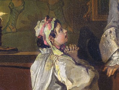モードの結婚：V、バニオ、1743年頃（キャンバスのオイル）（182093年からの詳細） 作： William Hogarth