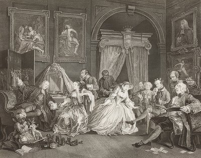 結婚アラファッション。シート4：トイレ-伯爵夫人のレバー。 1745（画像番号2221も参照） 作： William Hogarth