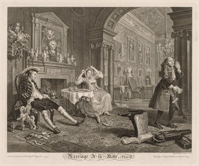 結婚アラモード：プレートII、1745。 作： William Hogarth