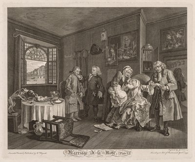 モードの結婚：伯爵夫人の死 作： William Hogarth