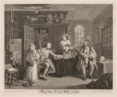 マリッジ・ア・ラ・モード: いんちきのいるシーン 作： William Hogarth