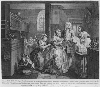 旧メイドと結婚、「A Rake&39;s Progress」のプレートV、1735 作： William Hogarth