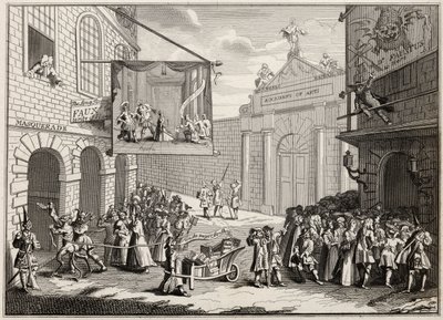 「The Works of Hogarth」のバーリントンゲートの仮面舞踏会とオペラ、1833年発行 作： William Hogarth
