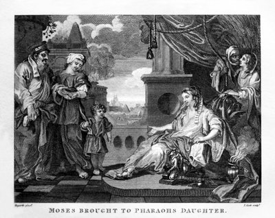 ウィリアム・ホガースの「ファラオの娘に連れてこられたモーゼ 作： William Hogarth